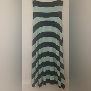 Gap Striped Navy Blue and Green Maxi Skirt